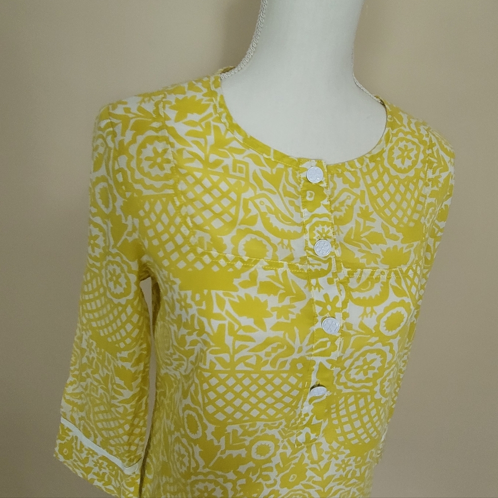Tory Burch Yellow and White Print Tunic - Picture 5 of 9